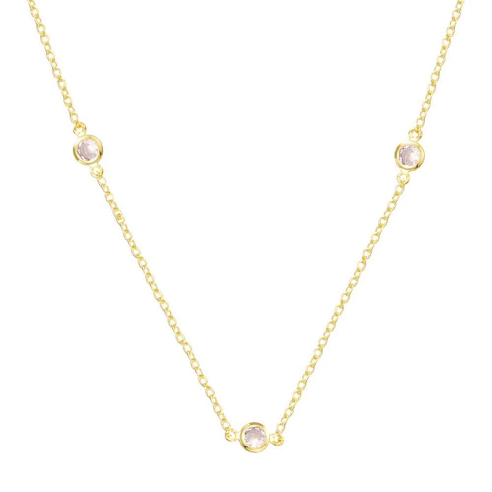 Gold Minimalist Necklace with Crystal Accents